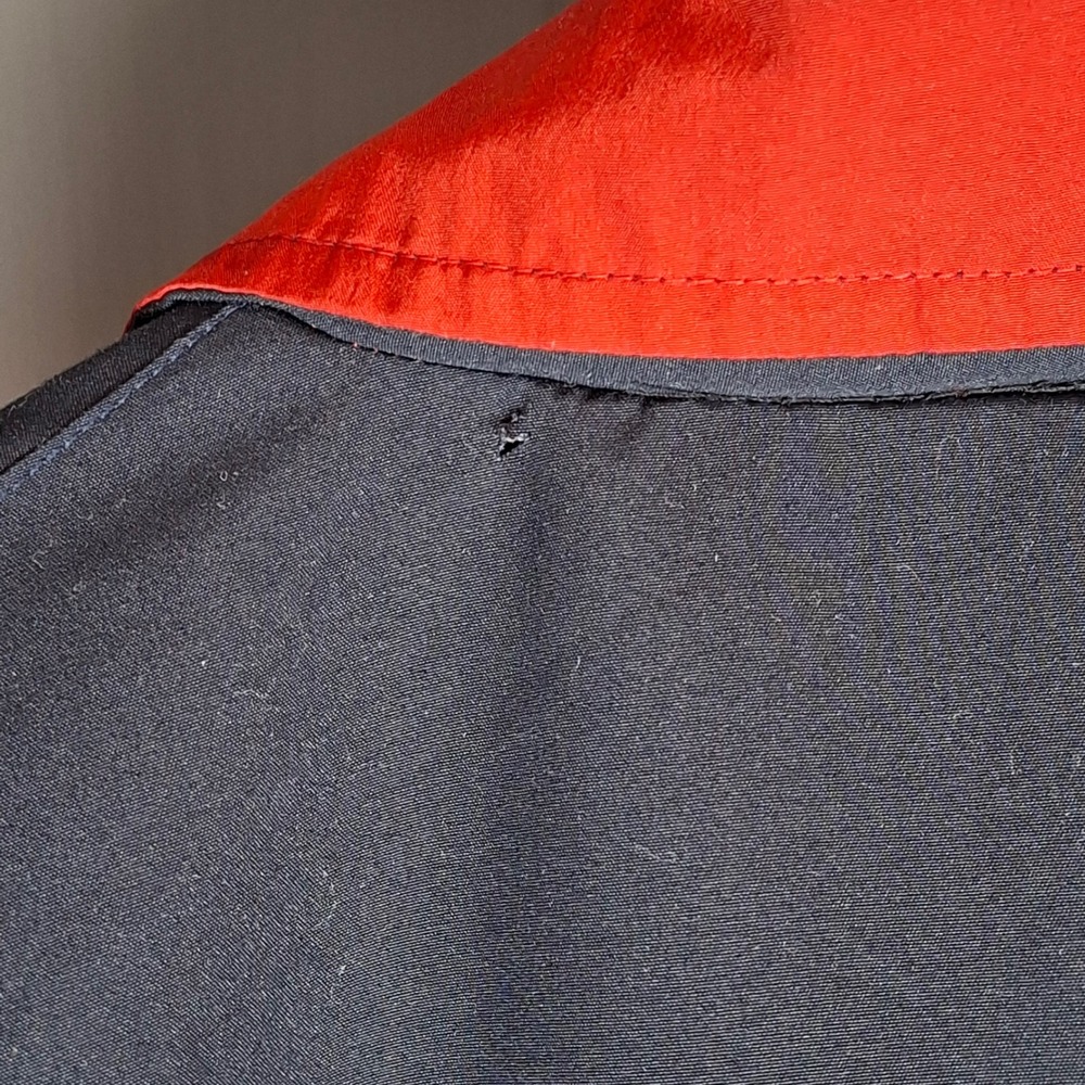 Mens L Navy Red Full Zip Jacket Lightweight Windbreaker Sporty Coat Colorblock - Picture 7 of 7